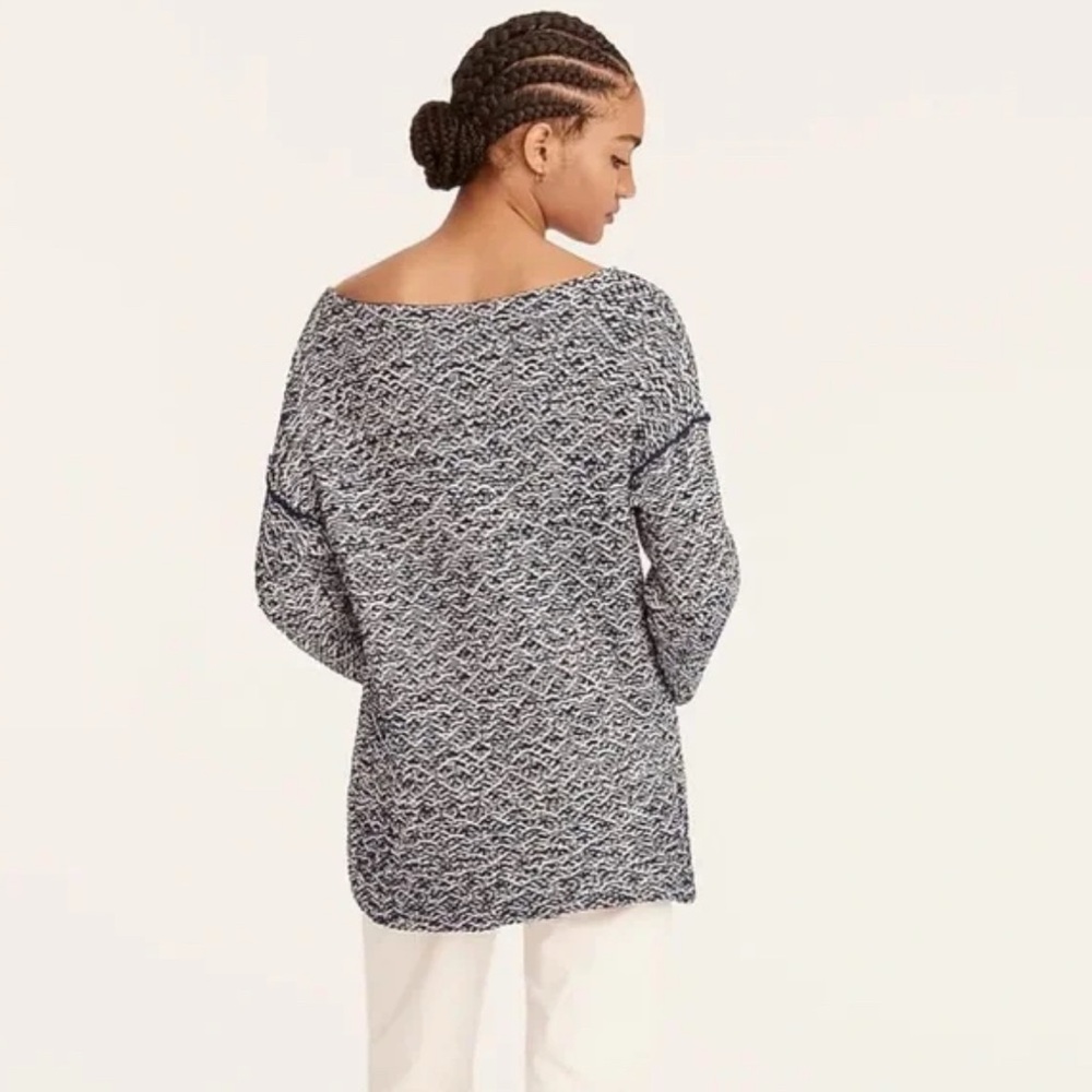 J. Crew NWT Navy Blue and White Relaxed Wide Neck Sweater - Size S